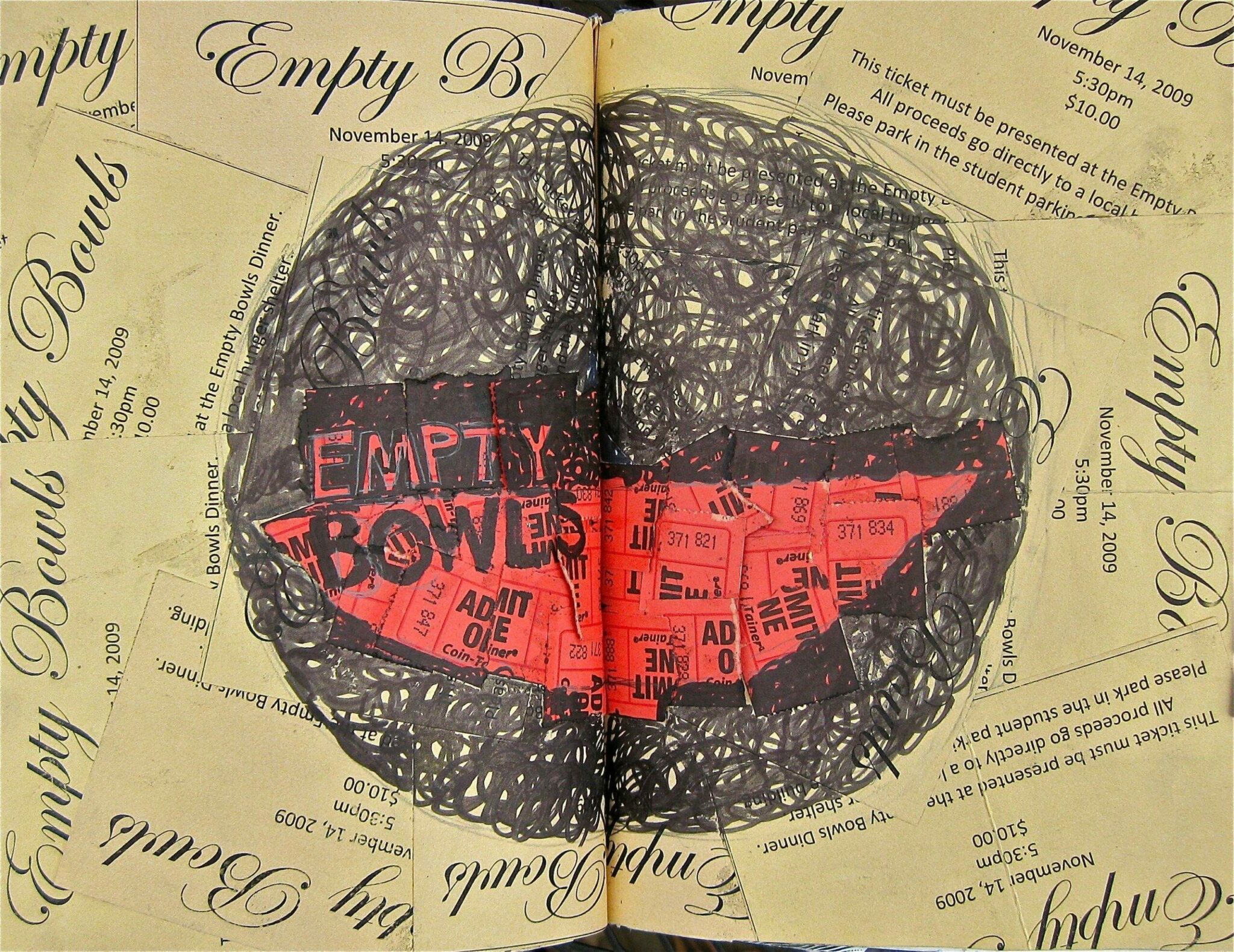 Empty Bowls dinner visual journal page
