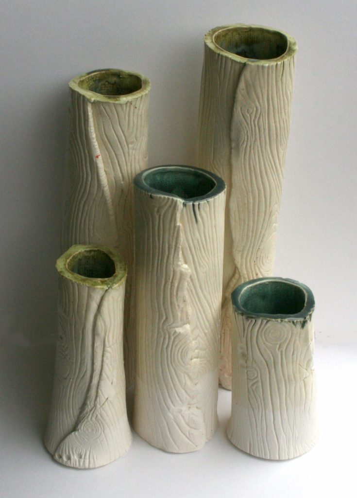 Wood grain ceramic vases