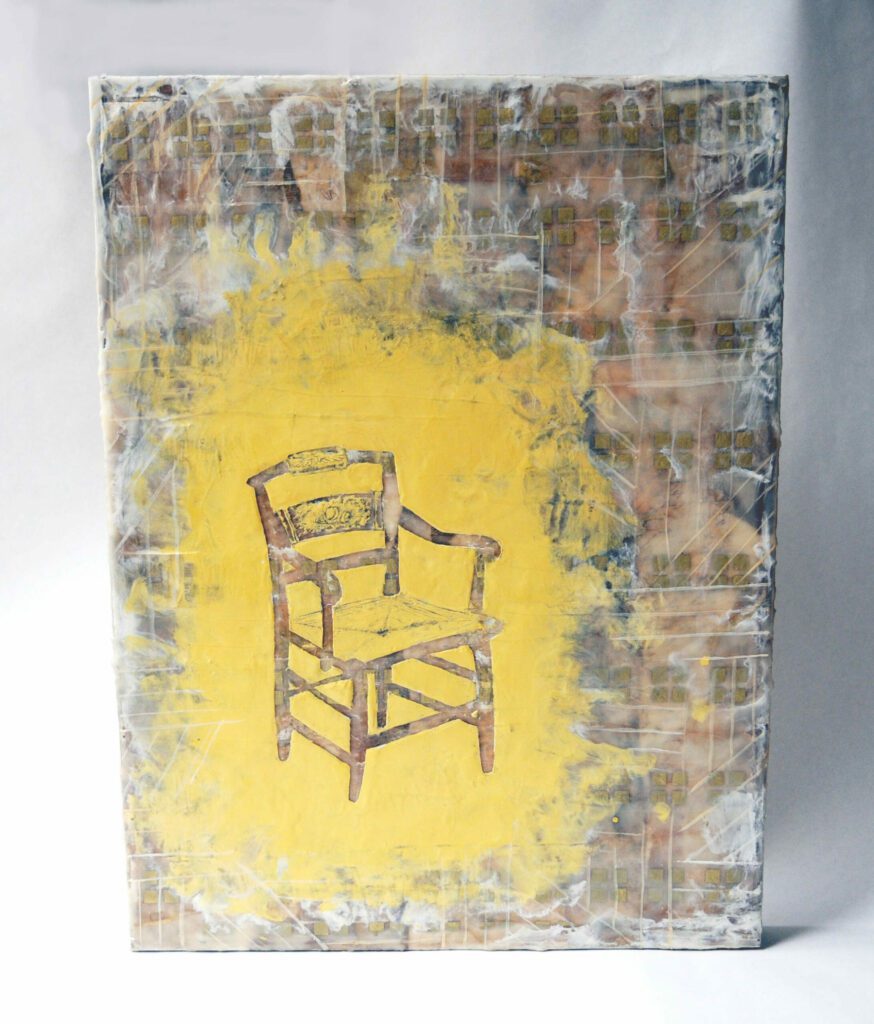 Encaustic chair carving