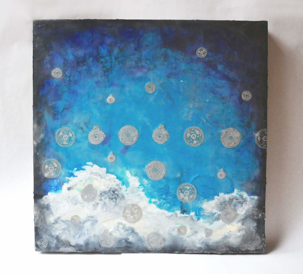 Encaustic cloud artwork