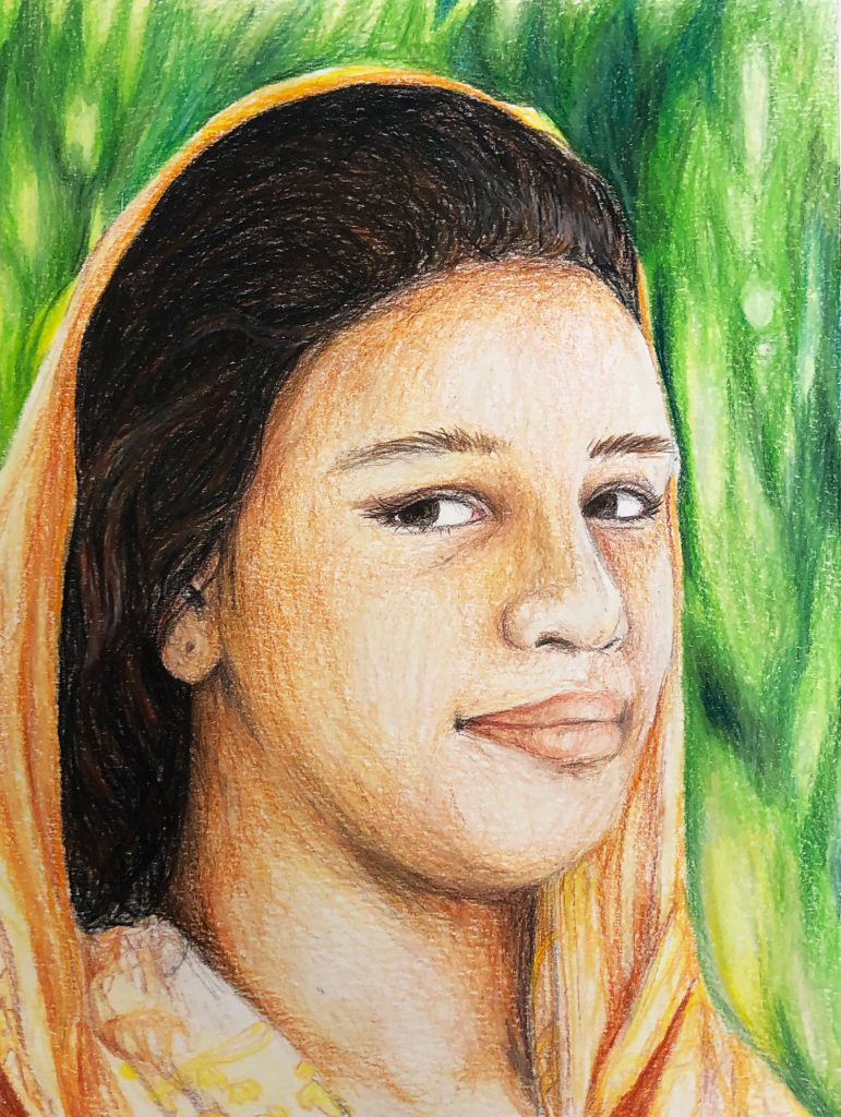 ArtBeniwal : Color Pencil drawing of a girl, realistic portrait from photo  | Colored pencil portrait, Color pencil sketch, Color pencil drawing