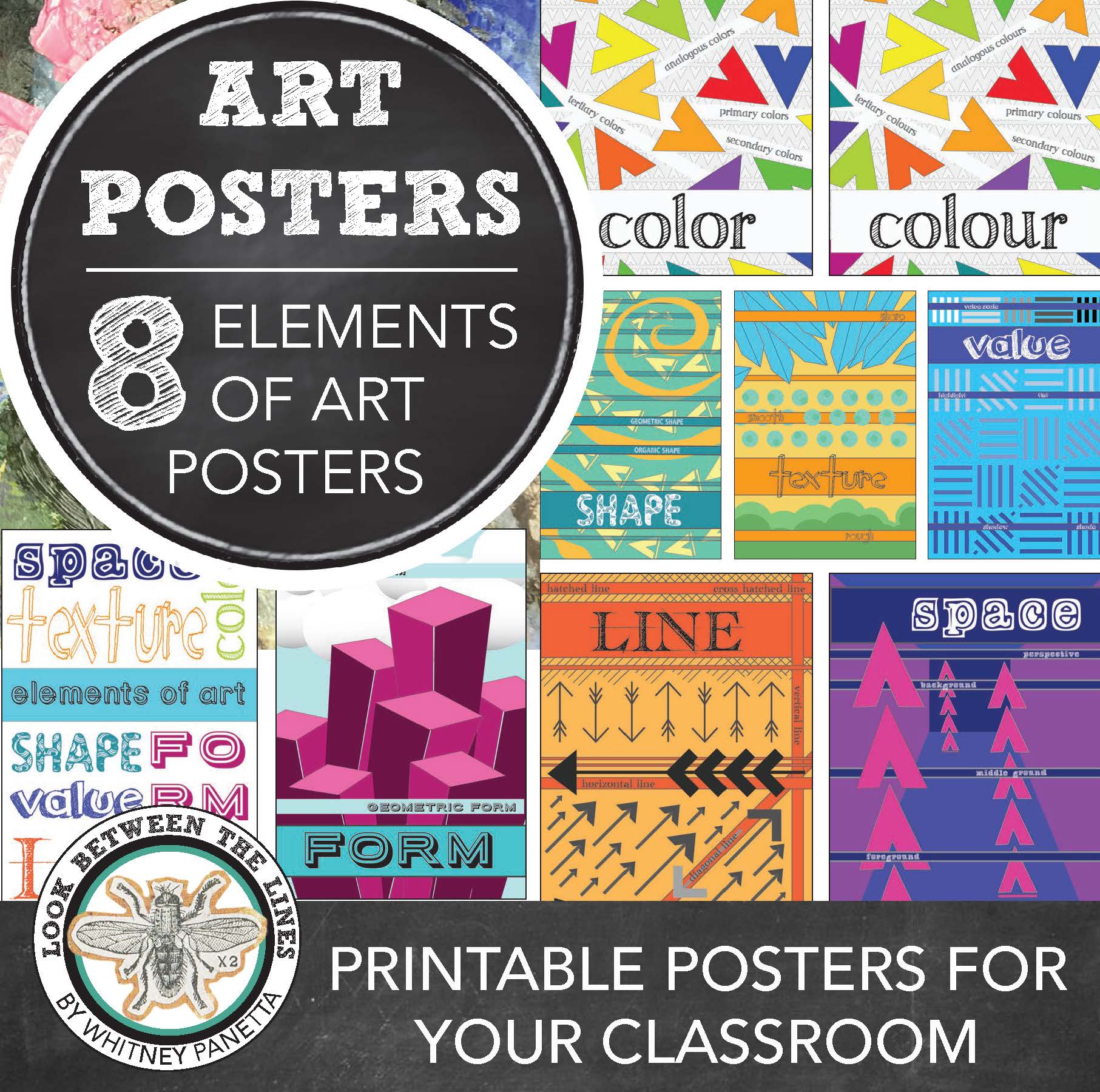 8 Elements of Art Modern Poster Packet - Look between the lines