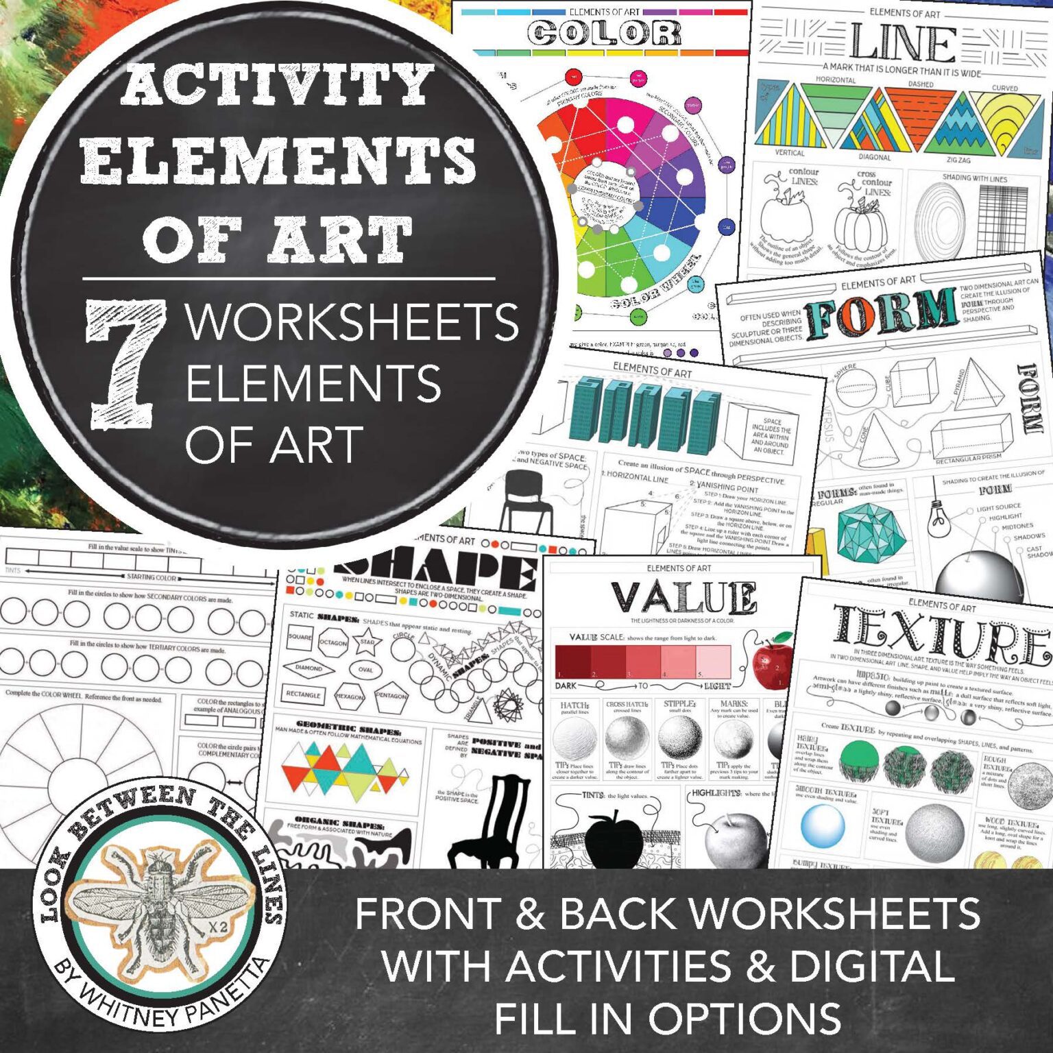 Elements of Art Worksheets: 7 Activities and Handouts - Look between ...