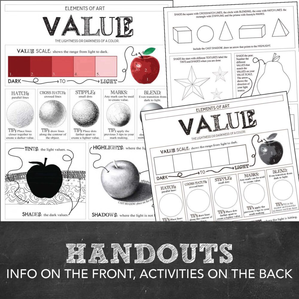 Elements of Art Worksheets: 7 Activities and Handouts - Look between ...