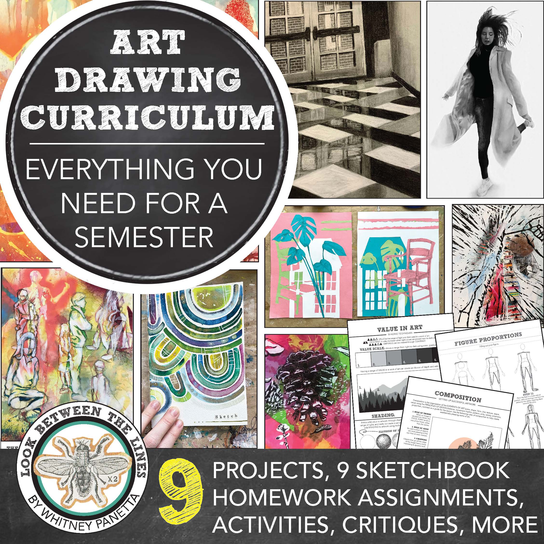 High School Visual Art Drawing Curriculum: 9 Projects, 27 Activities ...