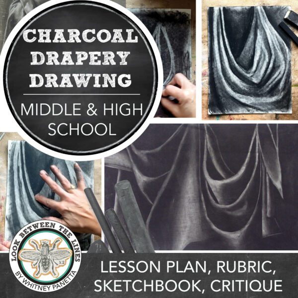 Charcoal drapery drawing art project