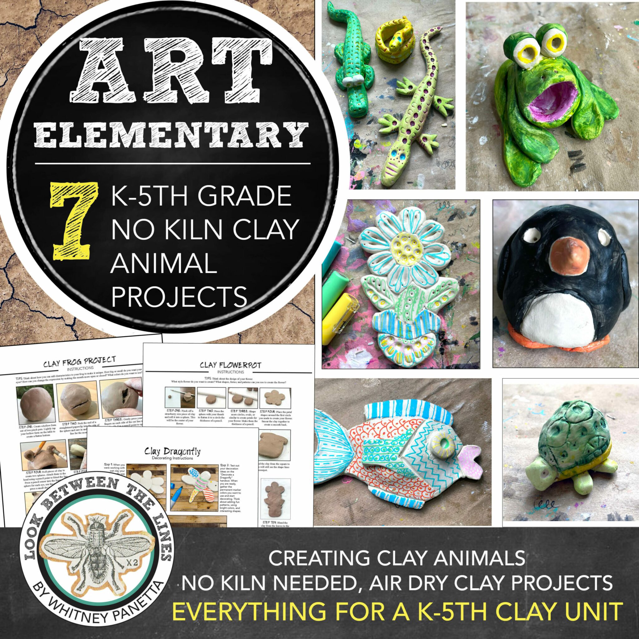 Elementary No Kiln Clay Unit Animal Clay Air Dry Project, Activities