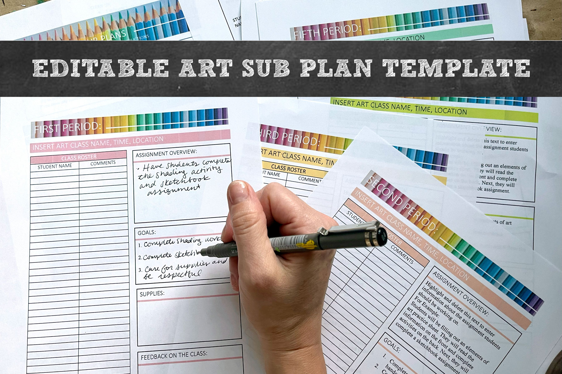 Editable Art Sub Plan Template Image