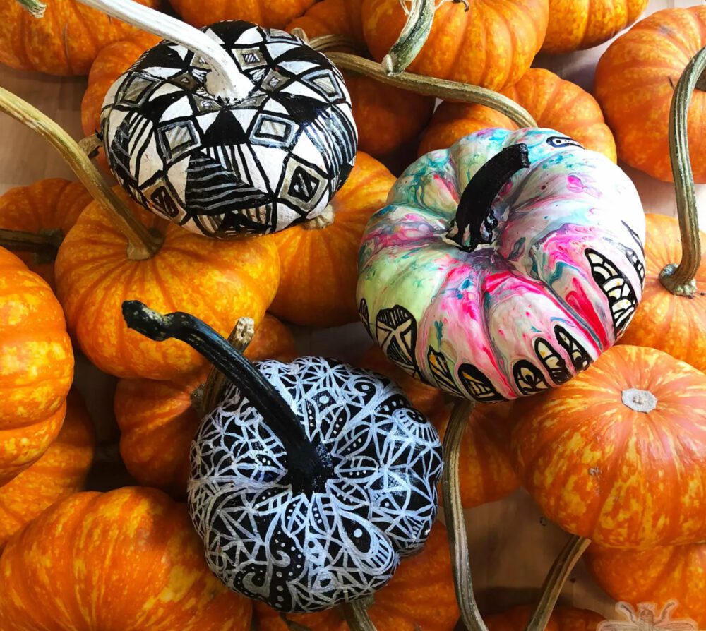 Fall Art Project Ideas Look Between The Lines   Painted Pumpkins 1000x894 