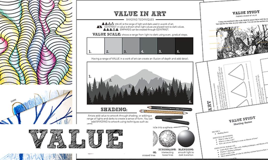 Middle school art curriculum thumbnail-element of art value