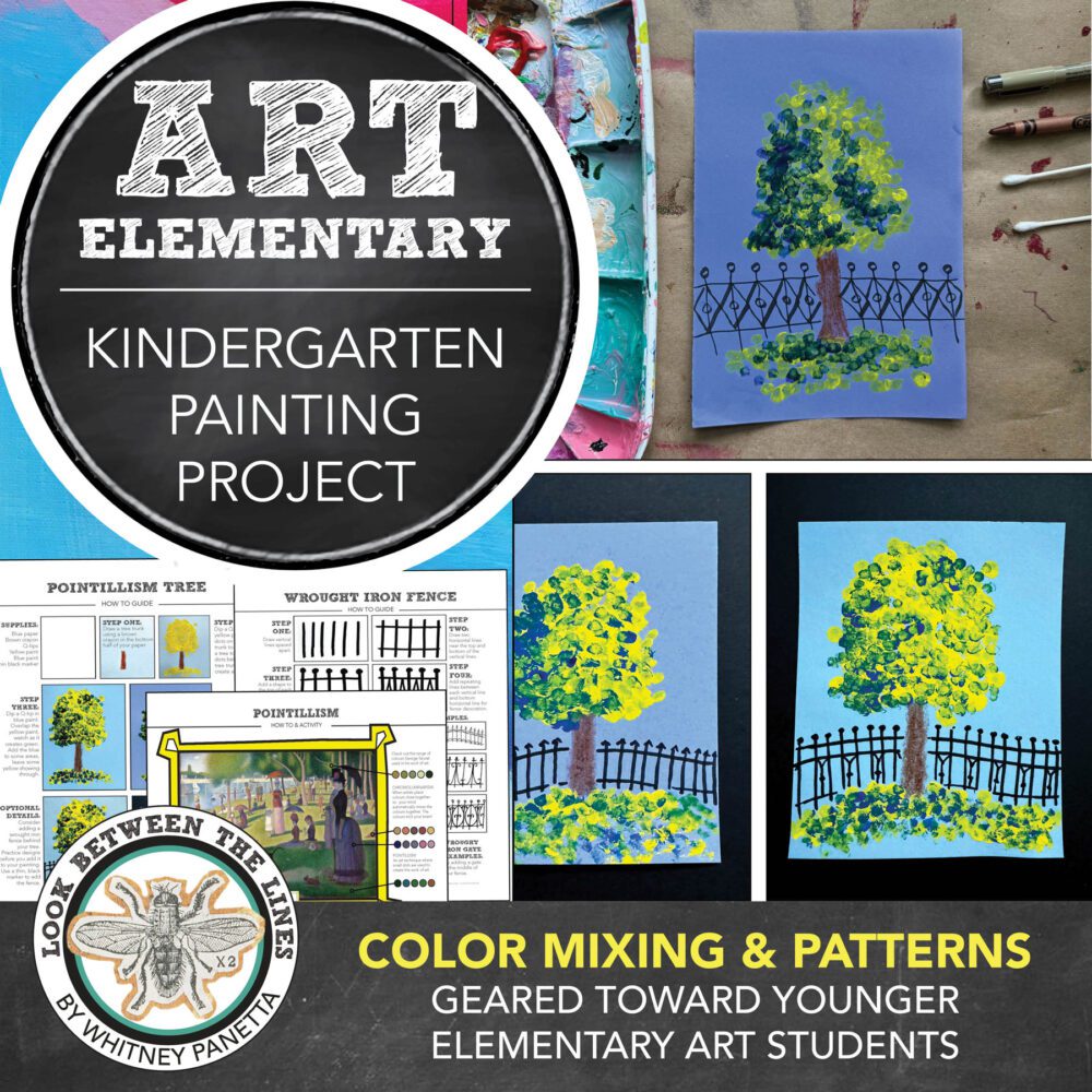 Kindergarten art lesson Pointillism Tree Thumbnail