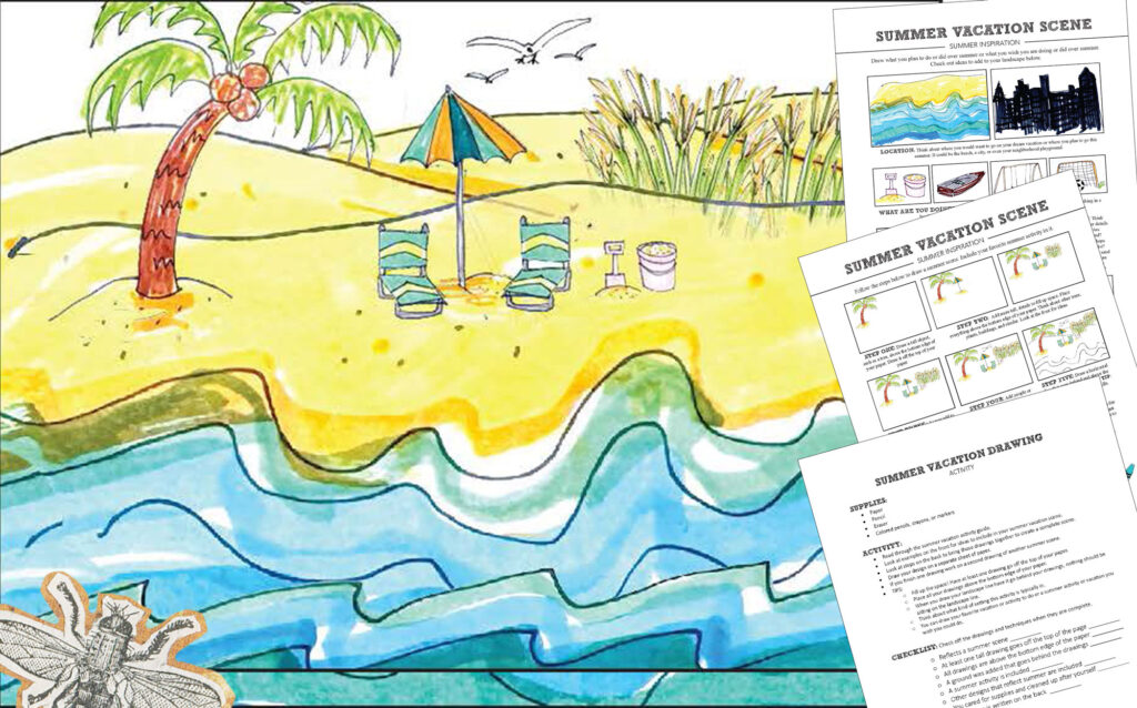 end of year elementary art lessons summer drawing